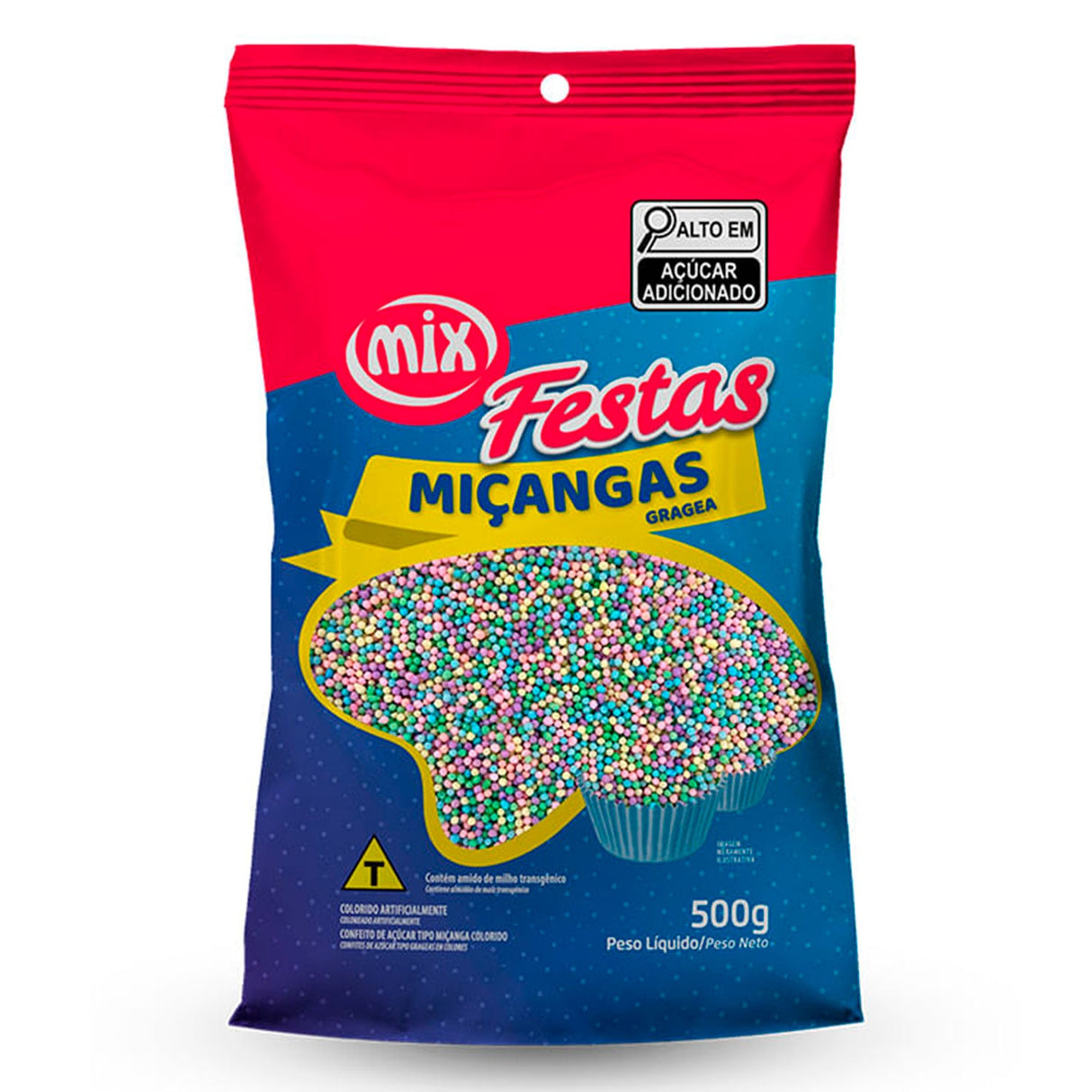 Confeito Miçanga Candy Colors - 500g - Mix