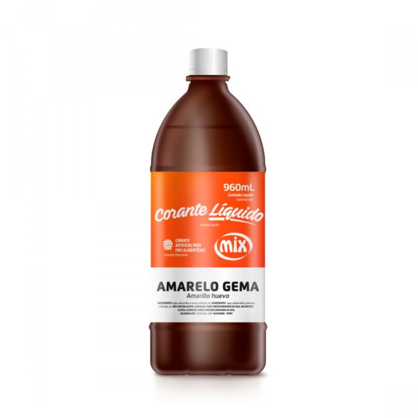 Corante Liquido - Amarelo Gema - 960Ml - Mix