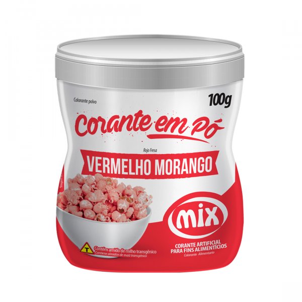 Corante Em Pó - Vermelho Morango - 100G - Mix