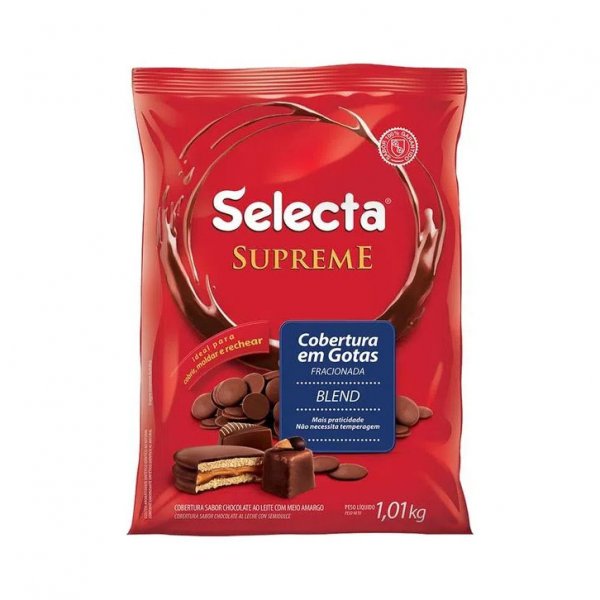 Cobertura Gotas Sabor Chocolate Blend (Ao Leite C Meio Amargo) - 1,01Kg - Selecta Supreme