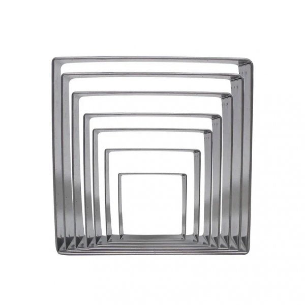 Cortador Aro Quadrado Liso Inox Kit 7 Peças - Rgr