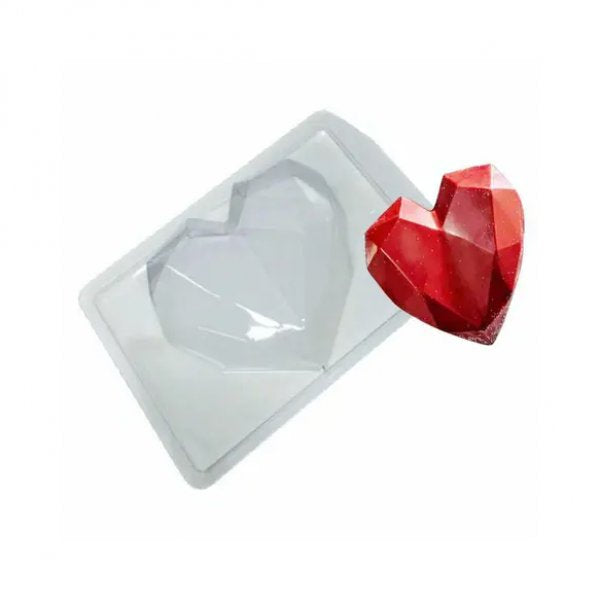 Forma Para Chocolate Coração Diamante 155G - 3 Partes Fp135 - Crystal Forming