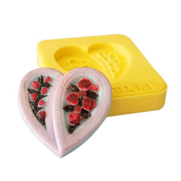 Molde Silicone Coração Com Rosas Cod. 2276 - Mazulli