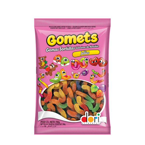 Gomets Bala Goma Sortida Jellies Minhocas 700G - Dori