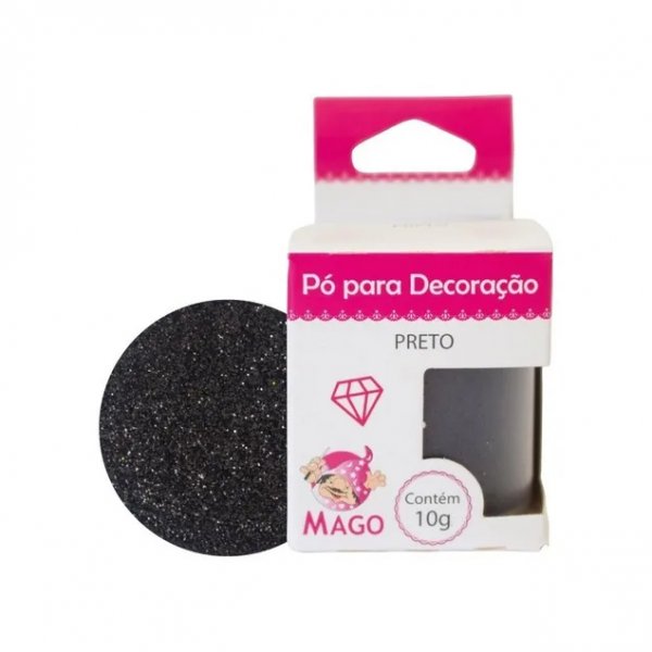 Pó Para Decoração Brilho Preto 10G - Mago