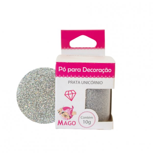 Pó Para Decoração Brilho - Prata Unicórnio 10G - Mago