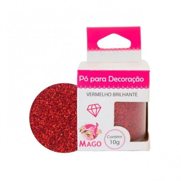 Pó Para Decoração Brilho - Vermelho10G - Mago