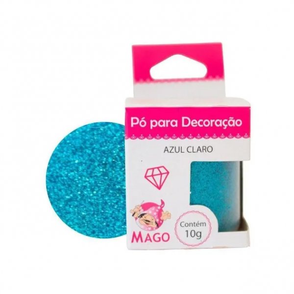 Pó Para Decoração Brilho - Azul Claro 10G - Mago