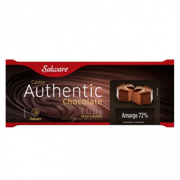 Chocolate em Barra Amargo 72% Castor Authentic - 1,01Kg  - Salware