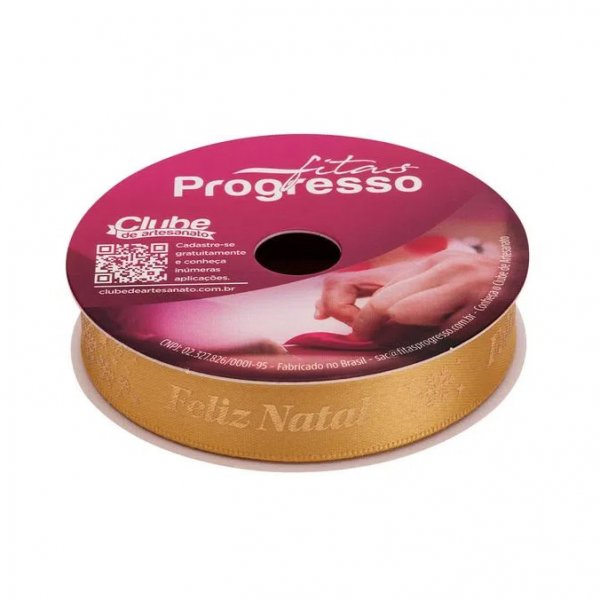 Fita Feliz Natal Dourada 10M X 1,5 Cm - Fitas Progresso