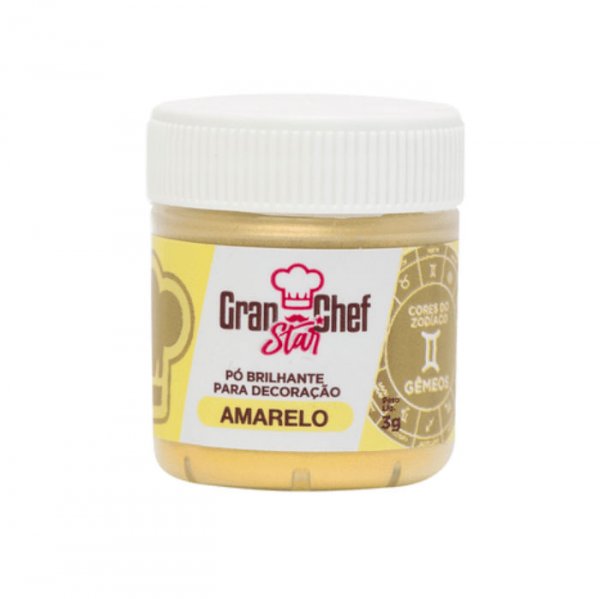 Pó Brilhante Para Decoração  Amarelo Gêmeos  3g - Gran Chef