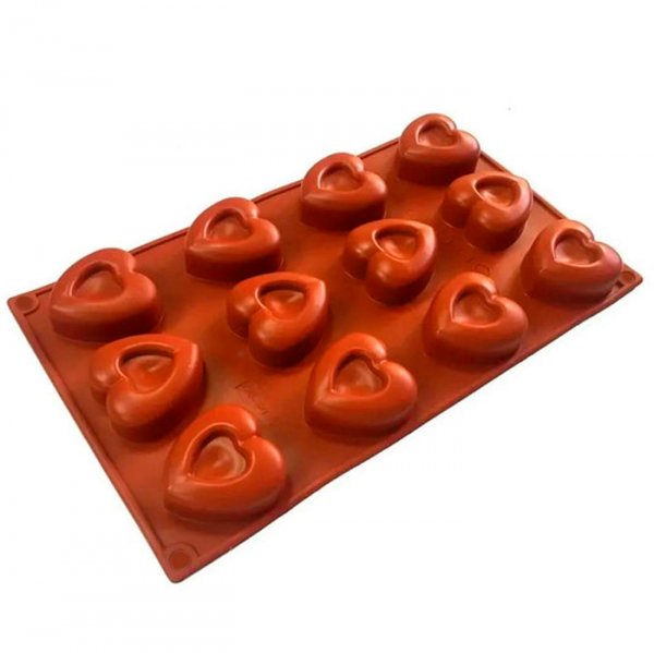 Molde Para Chocolate Coração - 12 Cavidades - Le Chef
