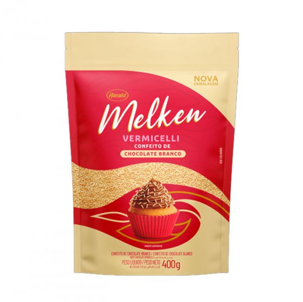 Confeito Vermicelli Chocolate Branco 400G  - Melken