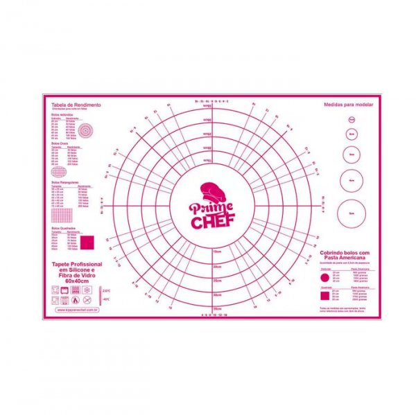 Tapete De Silicone 60X40Cm  T2-Pink - Prime Chef