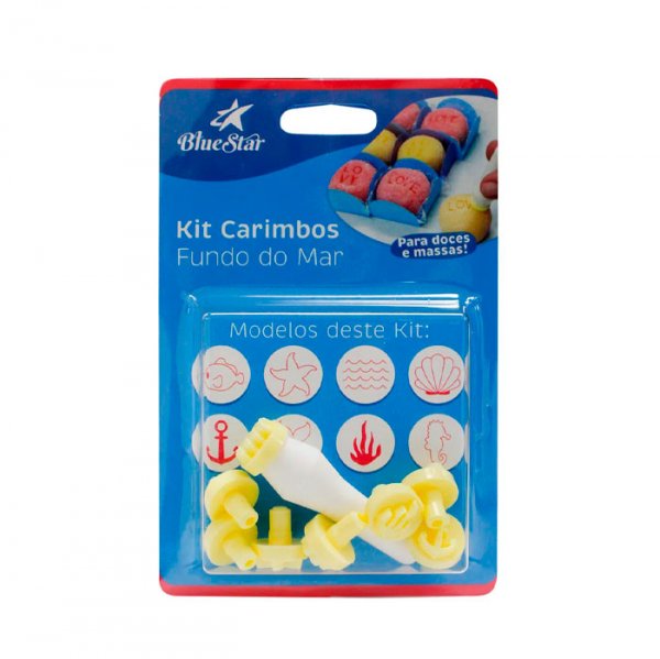 Kit Carimbos Fundo Do Mar Amarelo - 8 Peças - Blue Star