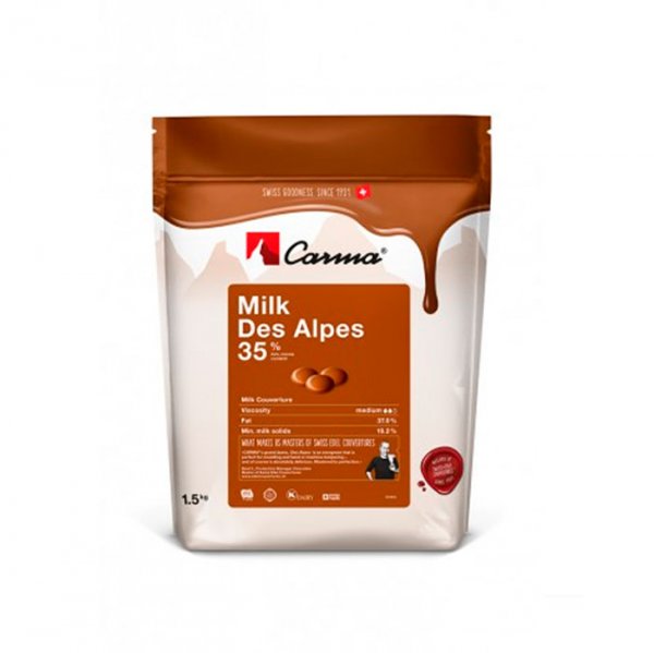 Chocolate Ao Leite em Gotas - Suíço Carma Milk Des Alpes 35% Cacau - 1,5Kg - Callebaut