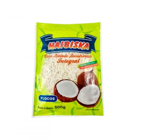 Coco Ralado Desidratado Flocos Integral 500G - Haibiska