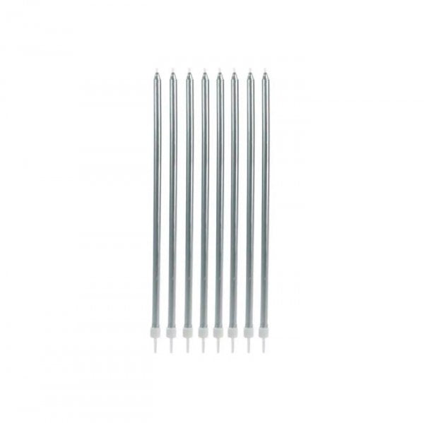 Vela Palito Gigante Metal Prata V095 - Silver Festas