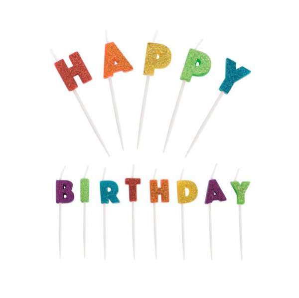 Vela Happy Birthday Color Glitter V070  - Silver Festas