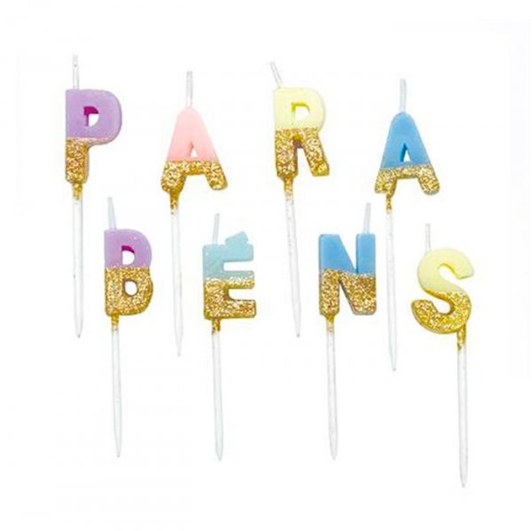 Vela Parabéns Pastel Dourado V133 - Silver Festas