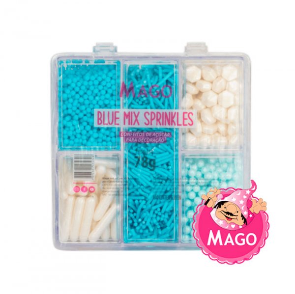 Blue Mix Sprinkles Confeitos Açúcar Blue 78G - Mago