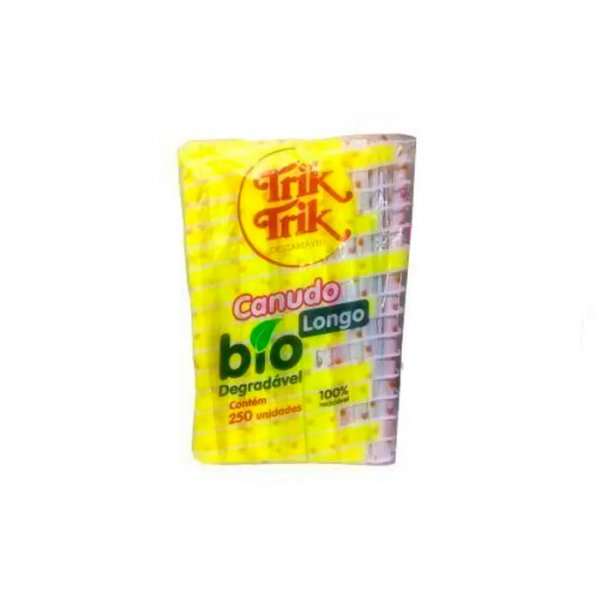 Canudo Biodegrádavel Refrigerante Longo 250 Unidades - Trik Trik
