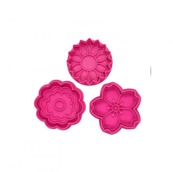 Kit Cortador + Carimbo Flores 1 3D - R.R. Oliveira