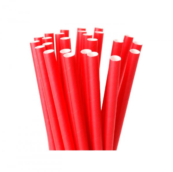 Canudo De Papel Liso Vermelho 20 Unidades - Silver Festas