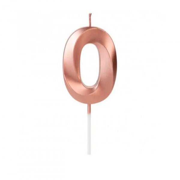 Vela Design Rose Gold Número 0 - Silver Festas