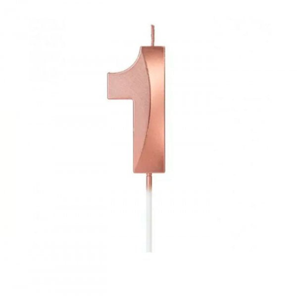 Vela Design Rose Gold Número 1 - Silver Festas