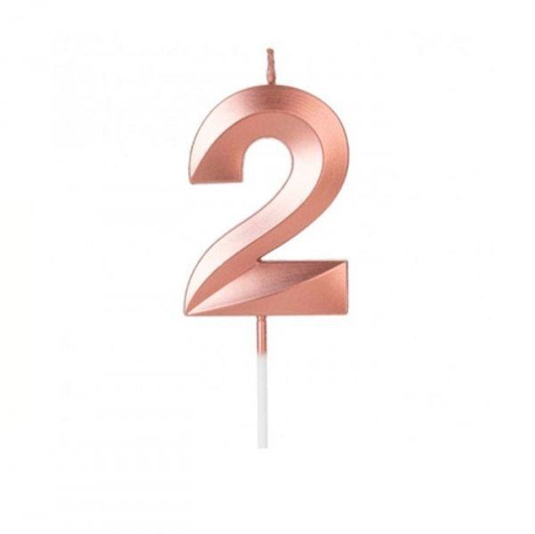 Vela Design Rose Gold Número 2- Silver Festas