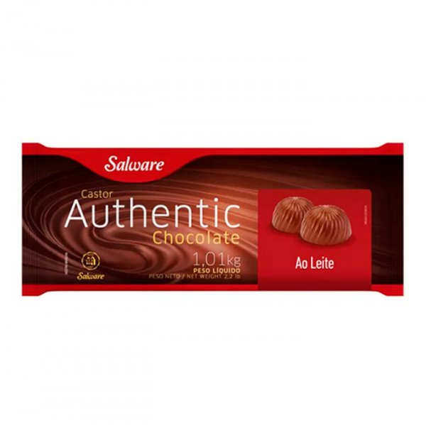 Chocolate em Barra Ao Leite - Castor Authentic - 1,01Kg  - Salware