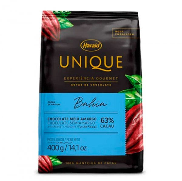 Gotas de Chocolate Meio Amargo 63% Bahia Unique 400g - Harald