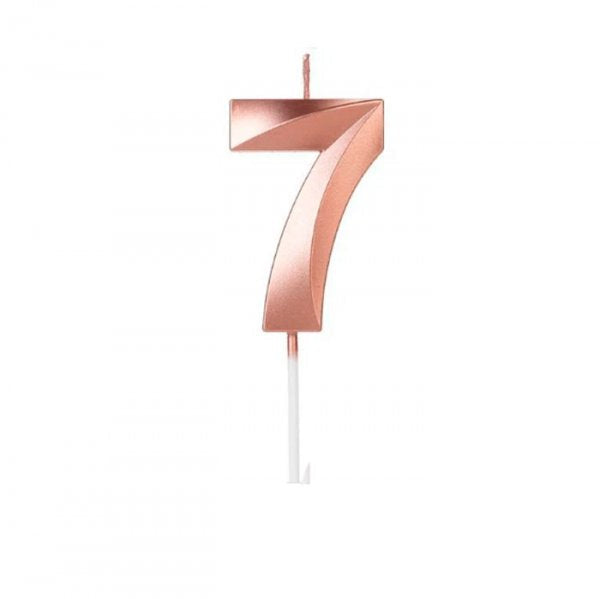 Vela Design Rose Gold Número 7 - Silver Festas