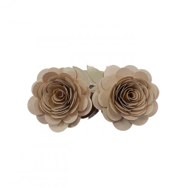 Decoração Para Bolo Em Papel - Folha E Flor M - Dourado/Dourado - 02 Unidades - Jmeg Festas