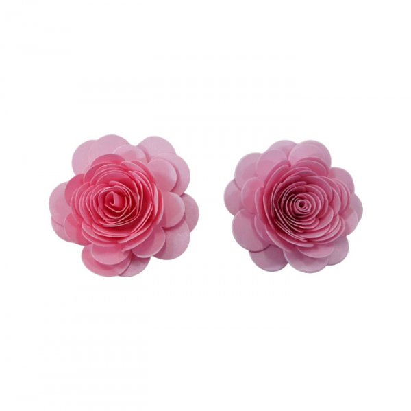 Decoração Para Bolo Em Papel - Folha E Flor M - Rosa/Dourado - 02 Unidades - Jmeg Festas