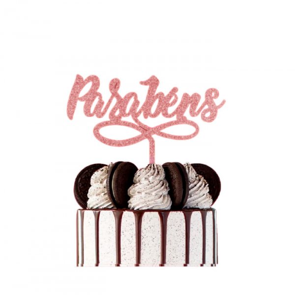 Topo De Bolo Parabéns N3 Mdfrs Gold - Sonho Fino