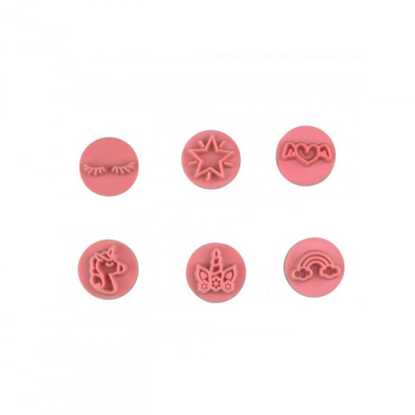 Kit Carimbos Unicórnio Rosa Bebe 2 -  2cm - 7 Peças - Blue Star