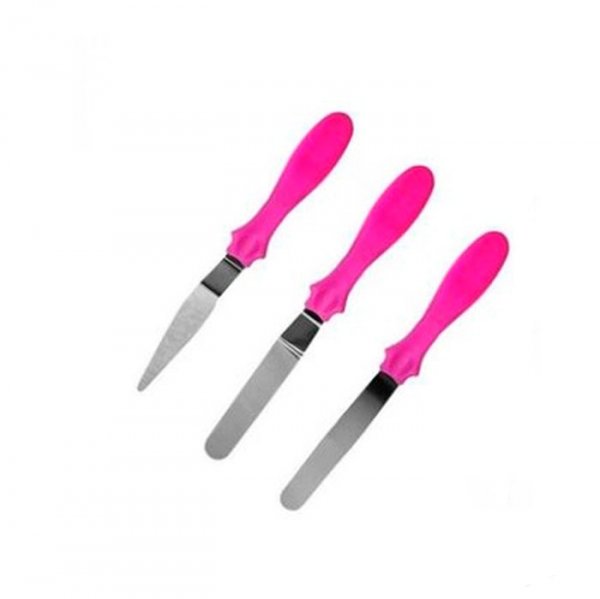 Espátula Confeiteiro Inox 3 Peças Pink -  Solrac
