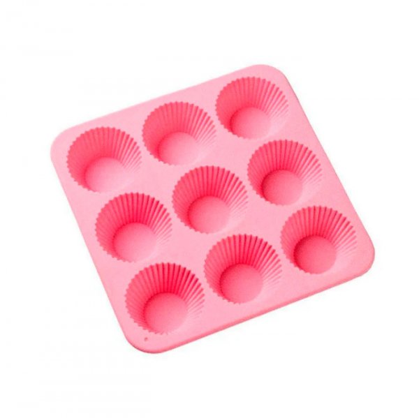 Forma Silicone Cupcake Allonsy 9 Cavidades Rosa - Cromus