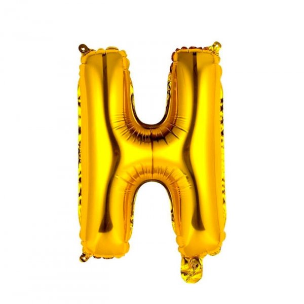 Balão Metalizado Letra Ouro "H" 16 -  40Cm - Mundo Bizarro