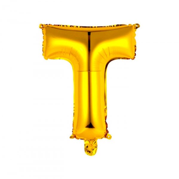 Balão Metalizado Letra Ouro "T" 16 -  40Cm - Mundo Bizarro