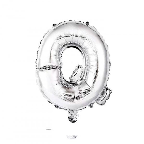 Balão Metalizado Letra Prata "Q" 16 -  40Cm - Mundo Bizarro