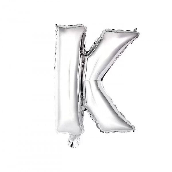 Balão Metalizado Letra Prata "K" 16 -  40Cm - Mundo Bizarro