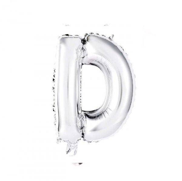 Balão Metalizado Letra Prata "D" 16 -  40Cm - Mundo Bizarro