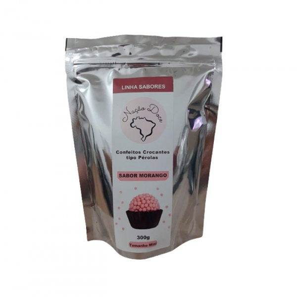 Confeitos Mini De Cereais Pérolas Sabor De Morango 300G - Nação Doce