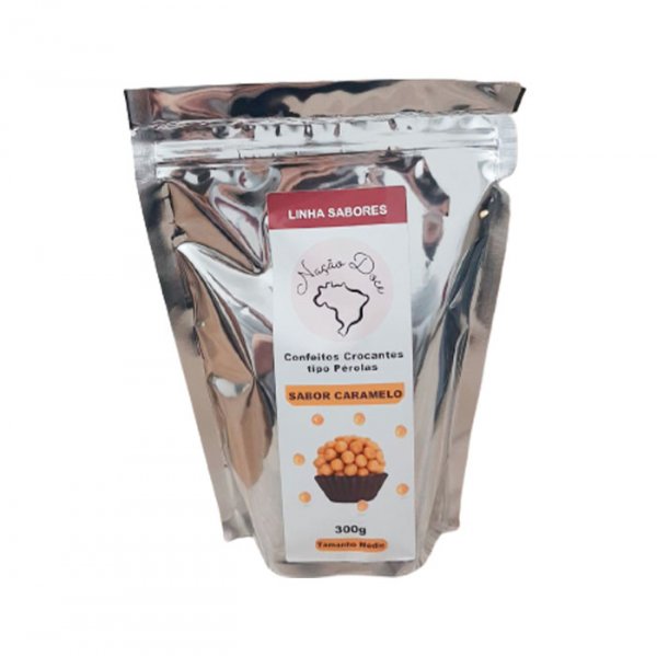 Confeitos Médio De Cereais Pérolas Caramelo 300G - Nação Doce