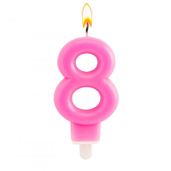 Vela Mb Festivela Número 8  Rosa - Mundo Bizarro