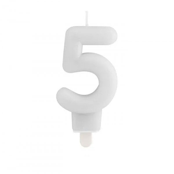 Vela Mb Festivela Número 5 Branco - Mundo Bizarro