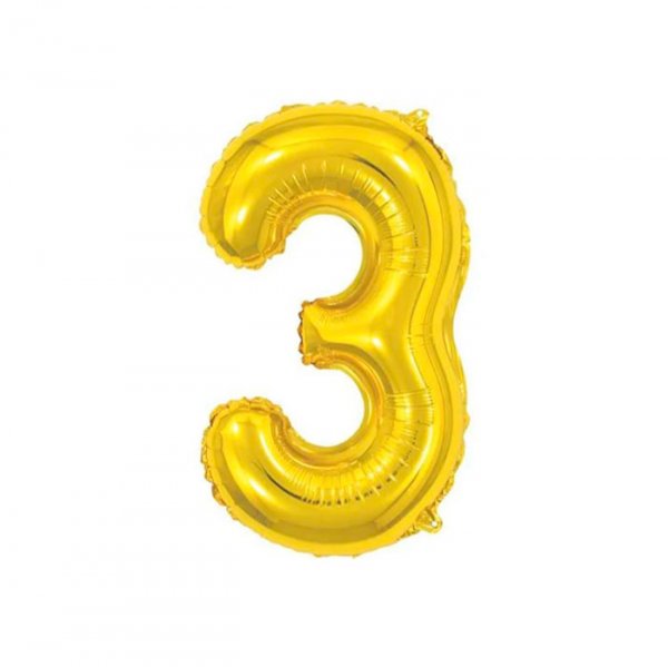 Balão Metalizado Ouro 16' N°3 - Mundo Bizarro